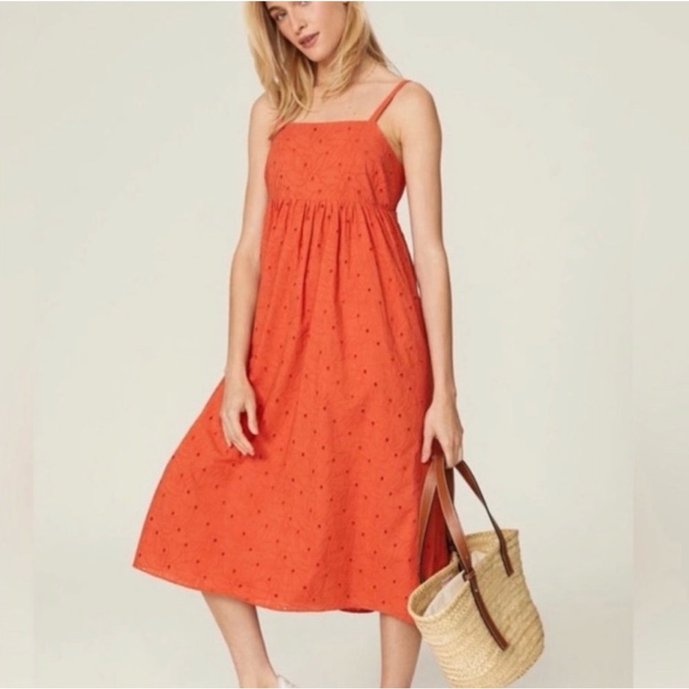 Madewell Orange Sleeveless Sundress Midi